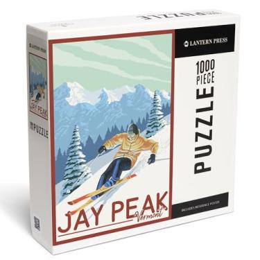 Imagem de Lantern Press 1000 Piece Jigsaw Puzzle, Jay Peak, Vermont, Downhill Skier