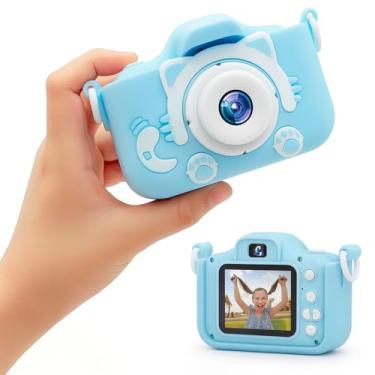 Imagem de Camera Digital Infantil, Fotos e Vídeos, Modo Selfie, Filtros, Jogos, Bateria Recarregavel, Cordao e Case Antichoque para Crianças (Azul)