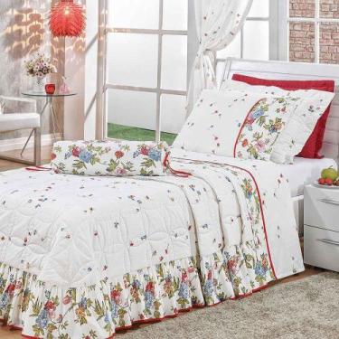 Imagem de Kit Fiorella Solteiro Branco 03 Peças 160 Fios - Bordados Ricardo