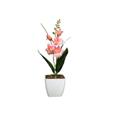 Imagem de Decoração Sala, kit três vasinhos mini arranjo de orquídeas permanentes efeito real decoração(TRIO MODELO 15)