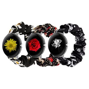 Imagem de GTHY Pulseira Scrunchie compatível com Google Pixel/Pixel 2/Pixel3 de 41 mm, para mulheres e meninas, pulseiras com padrão de tecido elástico, pulseira de relógio de tecido macio, Lagree pequena (3