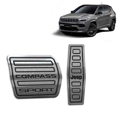 Imagem de Pedaleira Automático Aço Inox Jeep Compass Sport 2022 Preto