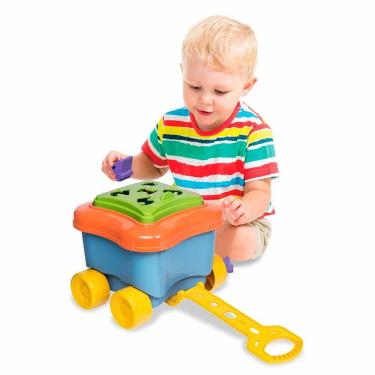 Imagem de Carrinho de Puxar - Baby Land - Bauduxo Didático - Azul - Cardoso Toys