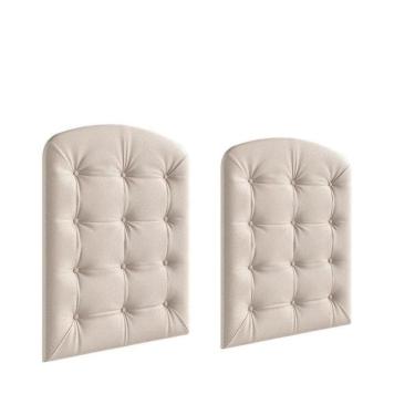 Imagem de Kit Capitonê Peroba Para Berço Elô Corino Bege em Mdf 2 Peças Bege