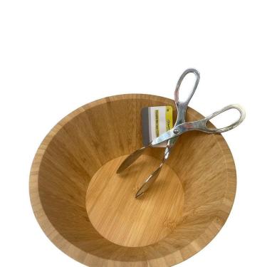 Imagem de Saladeira De Bambu Com 24 Cm Com Pegador Tipo Americano