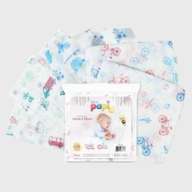 Imagem de Fralda Papi Super Luxo Estampada 65x65cm 5 Un Sortida Azul