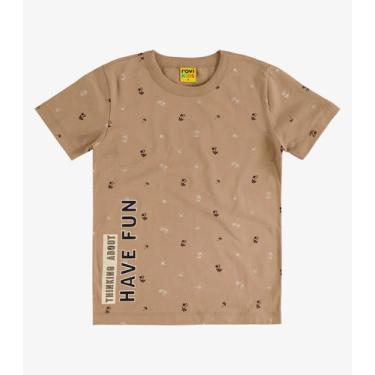 Imagem de Camiseta Meia Malha Infantil Masculina Rovi Kids Marrom - Rovitex Kids