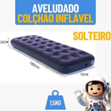 Imagem de Colchão Inflável Casal Solteiro Aveludado Camping Visitas Cama Extra P