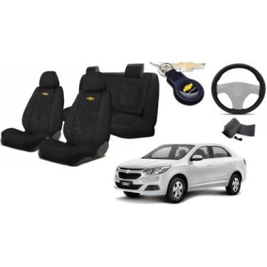 Imagem de Kit Moderno Capas Tecido para Bancos Cobalt 2016+2020 + Volante + Chav