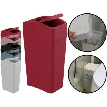 Imagem de Lixeira Plástica Com Tampa Basculante Lavabo Cozinha Escritório Multiu