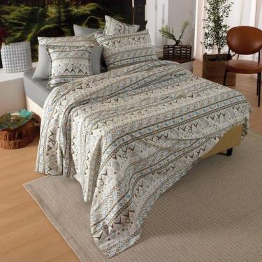 Imagem de Jogo de Cama Casal Classic Indies Geométrico 160 Fios 3 Peças Teka