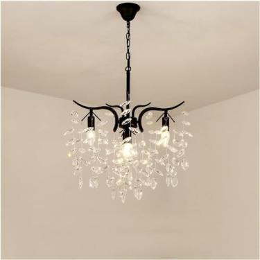 Imagem de Lustre LED Moderno Lustre Lâmpada, Lustres de Cristal LED Ouro Preto Lustre Iluminação de Luxo Cozinha Jantar Sala de Estar Quarto Lâmpada Lustre Pendente Decoração para Casa Lâmpada, Preto-