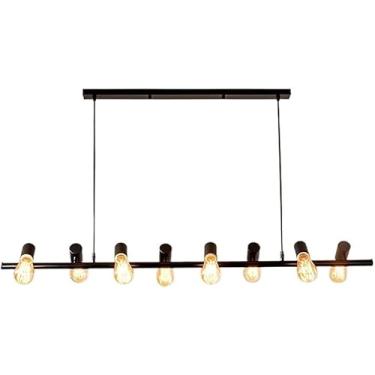 Imagem de Lustre E27 simples retrô com várias cabeças - Lustre industrial de metal com linha de luz suspensa, faixa longa, decoração de restaurante, luminária de teto suspensa, decoração moderna