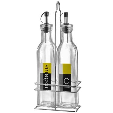 Imagem de Galheteiro De Vidro 2 Pecas Com Suporte Aramado