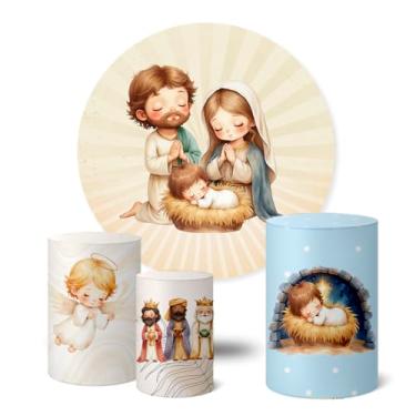 Imagem de Trio Capas Cilindro + Painel Festa Redondo 1,50m Natal (K1NAT110)