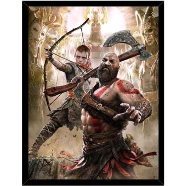 Imagem de Pintura decorativa God Of War 30x40cm Moldura de madeira - Lightbek Of