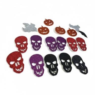 Imagem de 48un Decoração festa Halloween mini figuras em EVA glitter