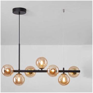 Imagem de Luz Pendente De Teto Led Moderna, Lustre De Globo De Vidro, Iluminação Pendente Sputnik De Meados Do Século Para Sala De Jantar Sala De Estar Cozinha, Black(a), 9