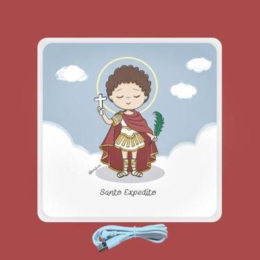 Imagem de Mini Luminária Box Santo Expedito USB - Desembrulha, Bivolt