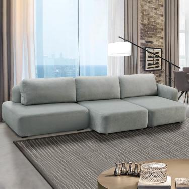 Imagem de Sofá Decorativo Santiago 4 Lugares 282cm Sala de Estar Retrátil Modulado Bouclê Cinza G89 - Gran Belo