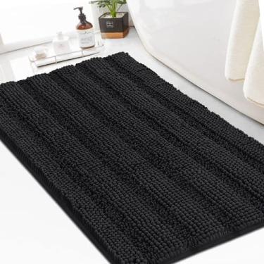 Imagem de Tapete de banho turquesa Chenille Shaggy antiderrapante 60x90cm preto 