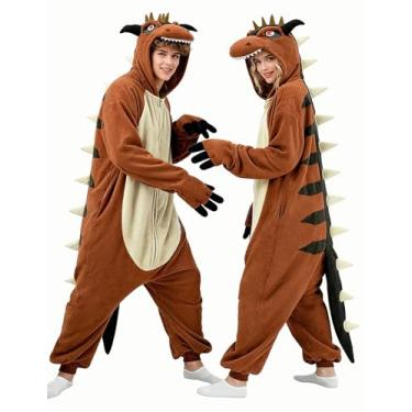Imagem de Fantasia de dinossauro adulto Carnotaurus pijama dinossauro cosplay fantasia animal peça única para mulheres e homens, Macacão Carnotaurus, X-Large