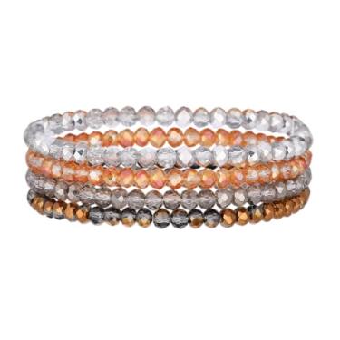 Imagem de Noessla Pulseira elástica Boho com contas coloridas empilháveis com contas de cristal modernas bijuterias de fantasia presentes de dia das mães para mulheres, 7in, Vidro, Sem Pedra Preciosa