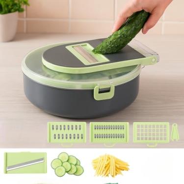 Imagem de Ralador Fatiador Vegetais Redondo 15 Peças Cortador Mandoline Processador Legumes Verduras Cozinha