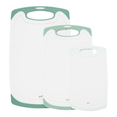Imagem de Glad Tábuas de corte para cozinha - Conjunto de tábua de corte de 3 peças com ranhuras de suco e alças antiderrapantes - Tamanhos variados para carne, legumes e frutas - não poroso, pode ser lavado na