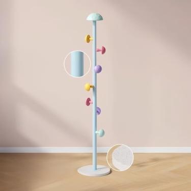 Imagem de Cabideiro de Chão Multiuso 168cm – Metal com Ganchos e Teto Cogumelo (AZUL)