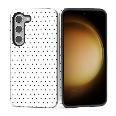 Imagem de MQJCYB Capa para Samsung Galaxy S23, híbrida, resistente, 2 em 1, proteção robusta à prova de choque, brilhante, capa para Samsung Galaxy S23 com bolinhas e estética branca