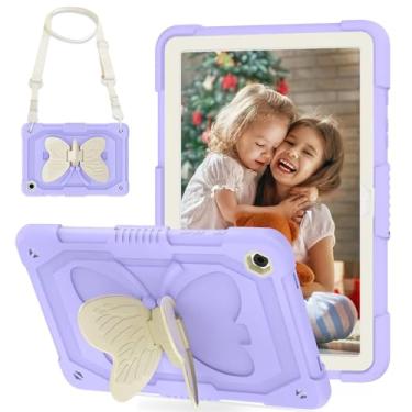 Imagem de ICEELEC Capa para Samsung Galaxy Tab A9 Plus de 11 polegadas 2023 com alça de ombro, suporte de borboleta fofa para crianças, capa robusta para Galaxy Tab A9+ (SM-X210/X216/X218)