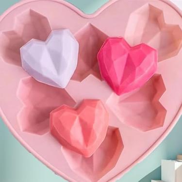 Imagem de 1 molde de silicone de coração para chocolate, fondant, reutilizável, lavável na lava-louças, perfeito para decoração de bolos, lembrancinhas de casamento (rosa)