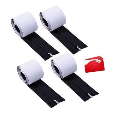 Imagem de Baoblaze Kit de zíper de porta instantâneo de 4 rolos, zíperes autoadesivos versáteis à prova de poeira, proteção contra poeira para tela de lona interna, Preto