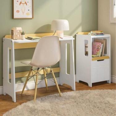 Imagem de Escrivaninha e Estante Nicho com Portal Petit Casatema Branco/Mel