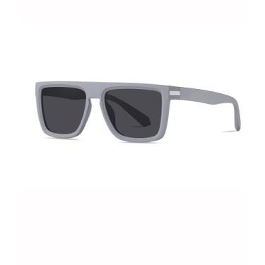 Imagem de Óculos de sol polarizados feminino masculino grande quadrado óculos de sol moda sunnies condução pesca SY6067, Armação cinza | Lente preta, Large