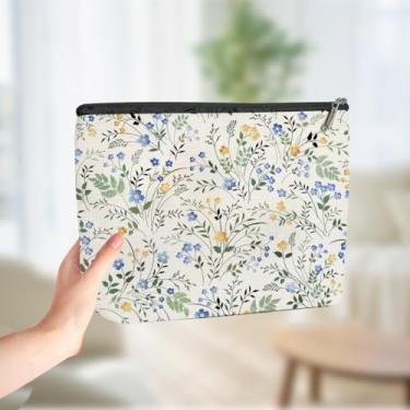 Imagem de Bolsa de maquiagem flores silvestres floral presente flor bolsa cosmética enfermeira dia das mães natal amizade presentes de aniversário para mulheres melhores amigas meninas avó viagem sacos de