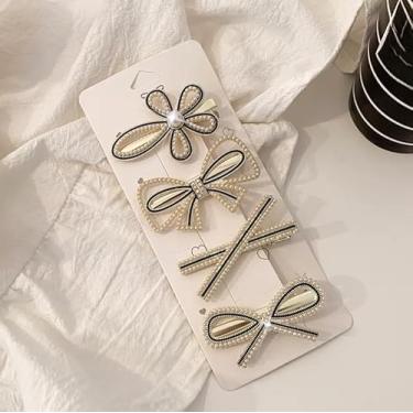 Imagem de Grampos de cabelo bonitos e elegantes com laço de pérola, grampo de cabelo bico de pato, acessórios de cabelo, acessórios de cabelo, acessórios de cabelo, ferramentas de estilo presentes para meninas