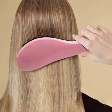 Imagem de Escova de cabelo antiemaranhamento com dentes macios - Escova desembaraçadora para cabelos naturais, encaracolados, lisos, molhados ou secos - rosa