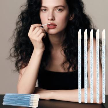 Imagem de 100 pincéis labiais de cristal com glitter, pincéis labiais descartáveis, aplicadores de brilho labial, aplicadores de bastão de brilho labial, kits de ferramentas de maquiagem perfeitos