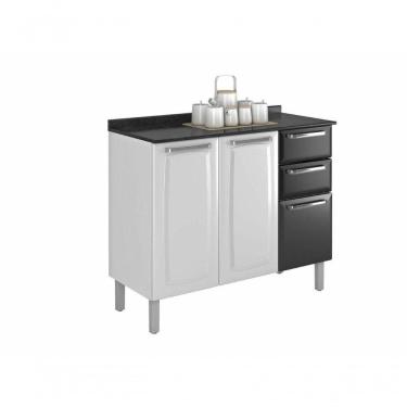 Imagem de Balcão Cozinhas Itatiaia Luce 3 Portas e 2 Gavetas Preto