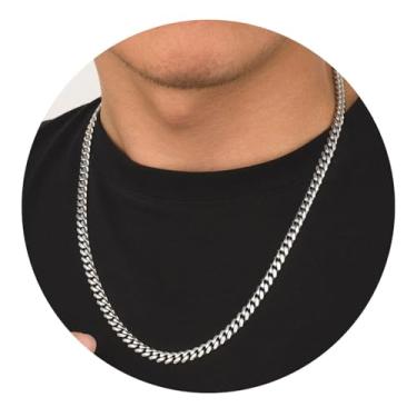 Imagem de Corrente de elos cubanos para homens e mulheres, colar de 5 mm, aço inoxidável, opção banhada a ouro 18K, uso individual ou em camadas, 5mm 28inch, Aço inoxidável, Sem Pedra Preciosa