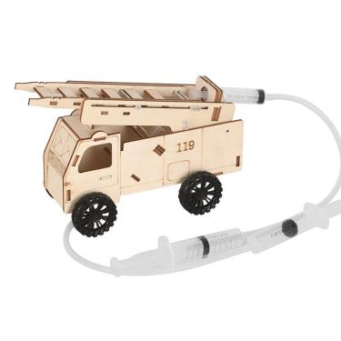 Imagem de Caminhão de bombeiros hidráulico de madeira Science Kit para crianças de 8 a 12 anos