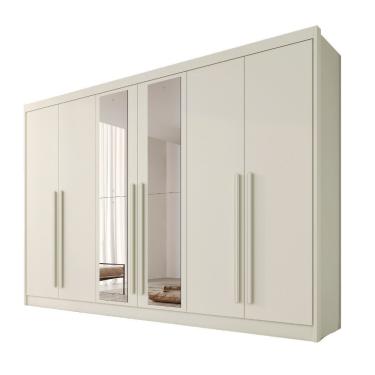 Imagem de Guarda Roupas 6 Portas Alba Plus Com Espelho 100% Mdf Off White