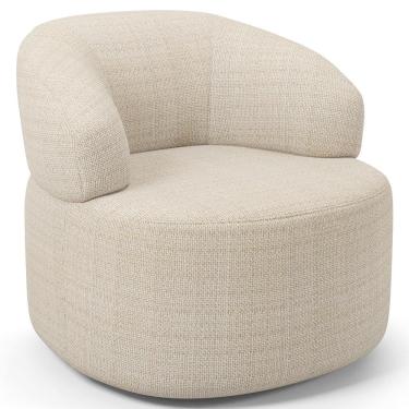 Imagem de Poltrona Giratória Orgânica Para Sala De Estar Living Helena L02 Linho Palha - Lyam Decor