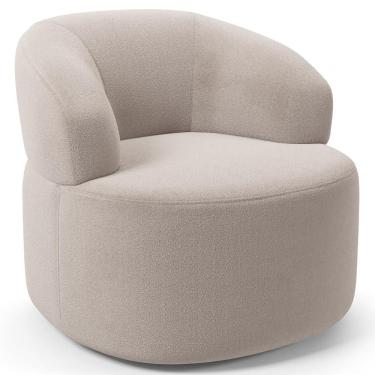 Imagem de Poltrona Giratória Orgânica Para Sala De Estar Living Helena L02 Bouclê Creme - Lyam Decor