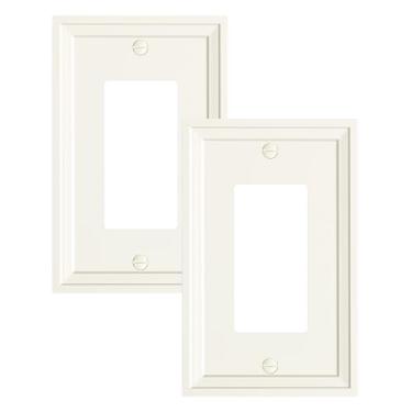 Imagem de TREEWELL Pacote com 2 placas decorativas para tomadas, placas de interruptor decorativas modernas de amêndoa clara e tampas de tomada, placas de parede de fibra de bambu natural para tomadas elétricas