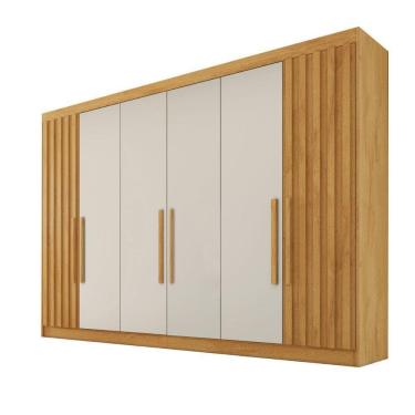 Imagem de Guarda Roupa 6 Portas 2 Ripadas Potente 100% Mdf Peroba/off White