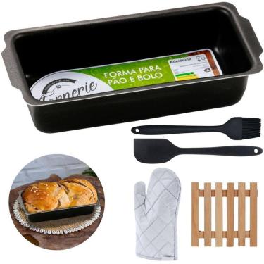 Imagem de Forma Pão 2L + Luva + Pincel + Espátula + Descanso Panela