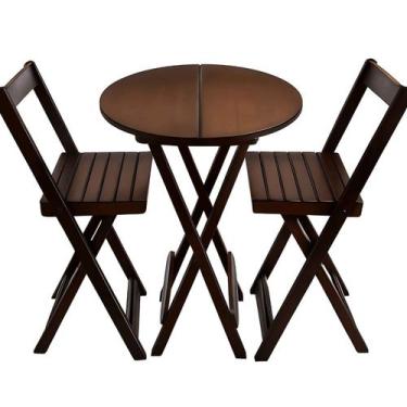 Imagem de Conjunto de Mesa Dobrável Bistro em Madeira com 2 Cadeiras Imbuia - MT